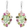 Image 1 : Natural Green Amethyst & Fancy Color Tourmaline Earring