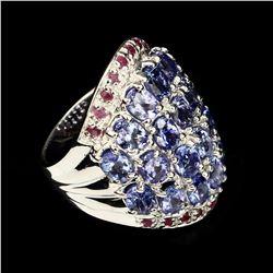 Natural Untreated  Blue Tanzanite & Ruby Ring