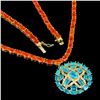 Image 2 : Natural Ethopian Orange Opal & Blue Apatite Necklace