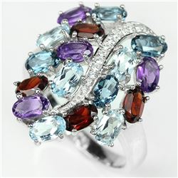 Natural Multi Gemstone Ring