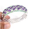 Image 2 : Natural Oval 5x4mm Purple Amethyst Green Emerald Bangle