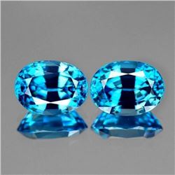 Natural AAA Cambodian Blue Zircon  Pair {Flawless-VVS1}