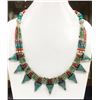 Image 1 : Tibet Hand Made Turquoise & Coral Necklace