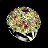 Image 2 : Natural Rhodolite Garnet Peridot Sapphire Ring