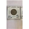 Image 3 : 3 CANADIAN LOW MINTAGE WARTIME 25 CENT 1937-1939  .800 SILVER