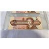 Image 8 : 3 MINT 1986 CANADIAN 2 DOLLAR BILLS - 2 IN SEQUENCE, LAST ISSUE OF BILL