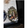 Image 1 : ANTIQUE OVAL BOWED GLASS METAL FRAMED PICTURE