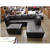 Image 2 : BRAND NEW 4 PIECE GREY AIR LEATHER SECTIONAL SOFA W/ REVERSIBLE CHAISE AND STORAGE OTTOMAN - RETAIL 