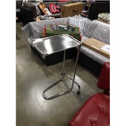 STAINLESS CART W/ REMOVEABLE AND ADJUSTABLE TRAY