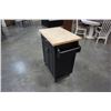 Image 2 : BLACK ROLLING KITCHEN CART WITH BUTCHER BLOCK TOP