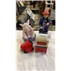 Image 1 : PIG, CANADA POST AND HEART COIN BANKS WITH FIREFIGHTER AND FIGURE DECANTERS