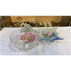 LOT OF ABSTRACT ART GLASS AND CRYSTAL BOWL