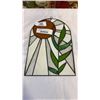 Image 2 : MURANO GLASS FLOWER AND LEADED GLASS HANGING
