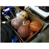 Image 1 : BOX OF ASSORTED SPORTS BALLS, BASKETBALLS, VOLLEYBALLS, ETC