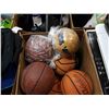 Image 2 : BOX OF ASSORTED SPORTS BALLS, BASKETBALLS, VOLLEYBALLS, ETC