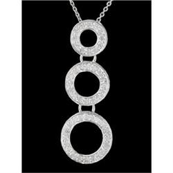 14KW Gold Diamond Triple Circle Drop Necklace