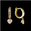 Image 1 : 14K Yellow (not plated) CZ Heart Hoop Earrings