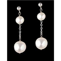 14KW Gold Pearl Dangling Earrings