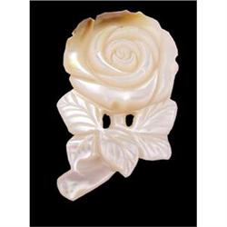 Flat White Mother Pearl Carved Rose Pendant