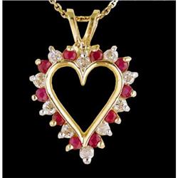 10KY Gold Stunning .65ct. Ruby / Diamond Penda