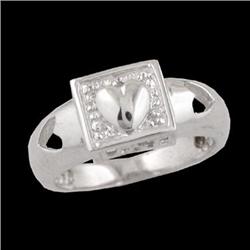 14K White Gold Heart Ring