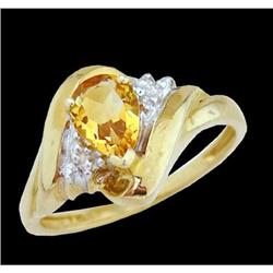 14KY Gold .65ct Citrine /Diamond Ring