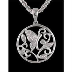 14KW Gold Diamond Butterfly Circle Pendant