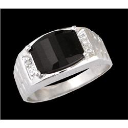 10KW Gold 3.00ct. Onyx/Diamond Men's Ring