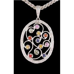 14KW Gold Diamond/Multi Sapphire Pendant