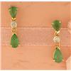 Image 1 : 14KY Gold .77ct Emerald and Diamond Drop Earri