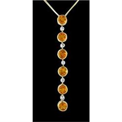 14KY Gold 1.56ct Citrine and Diamond Pendant