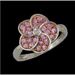 10KW Gold 1.00ct Pink Sapphire and Diamond Flo