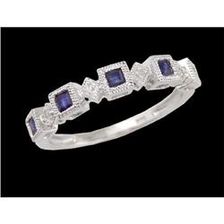 14KW Gold Princess-Cut Sapphire Diamond Ring