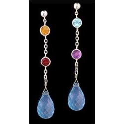 14KW Gold 4.32ct Multi Color Gemstone Earrings