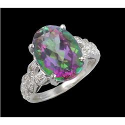 14KW Gold 5.29ct Mystic Topaz/Diamond Ring