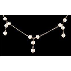 14KY Gold Natural Pearl Dangling Necklace