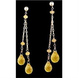 14KY Gold 8.74ct Genuine Citrine Earrings
