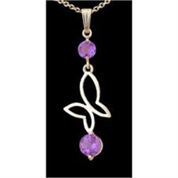 14KY Gold Genuine Amehtyst Butterfly Pendant