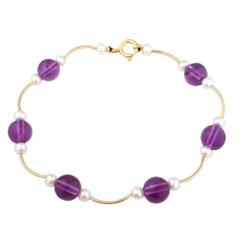 14KY Gold (not plated) Genuine Amethyst/Pearl B