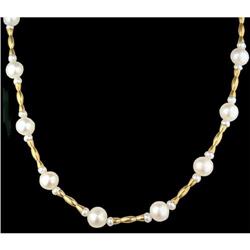 14KY Gold Natural Pearl One Strand Necklace