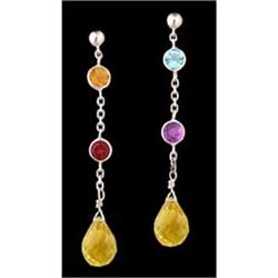 14KW Gold 4.30ct Multi Color Gemstone Earrings