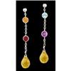 Image 1 : 14KW Gold 4.30ct Multi Color Gemstone Earrings