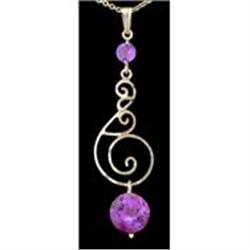 14KY Gold Genuine Amethyst Swirl Pendant