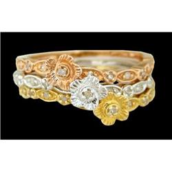 14KYWP Gold Diamond Flower Stackable Ring