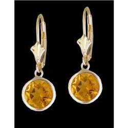 14KY Gold Sparkling Citrine Dangling Earrings