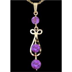 14KY Solid Gold Genuine Amethyst Dangling Penda