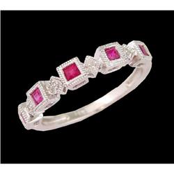 14KW Gold Princess-Cut Ruby/Diamond Ring