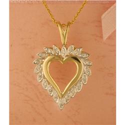 14KY Gold Open Heart Diamond Pendant