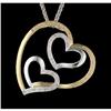 Image 1 : 14K Two-Tone Gold Triple Diamond Heart Pendant