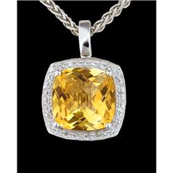 14KW Gold 8.75ct Citrine/ Diamond Pendant